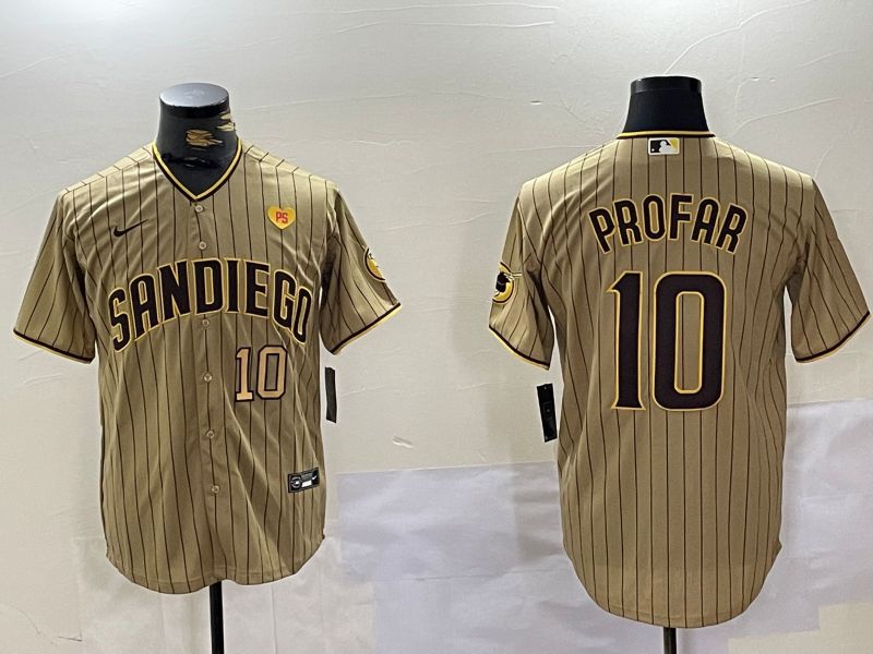 Men San Diego Padres #10 Profar Browm Stripe Game 2024 Nike MLB Jersey style 10084